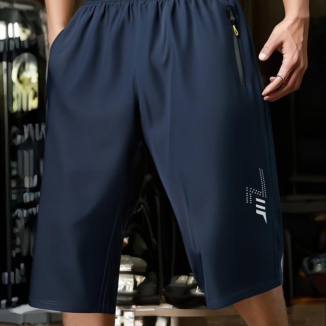 TEMU Men's Summer Shorts, Breathable And Moisture-wicking, Loose-fitting, Solid Color, Quick-drying, Thin And Trendy, Sweat-resistant