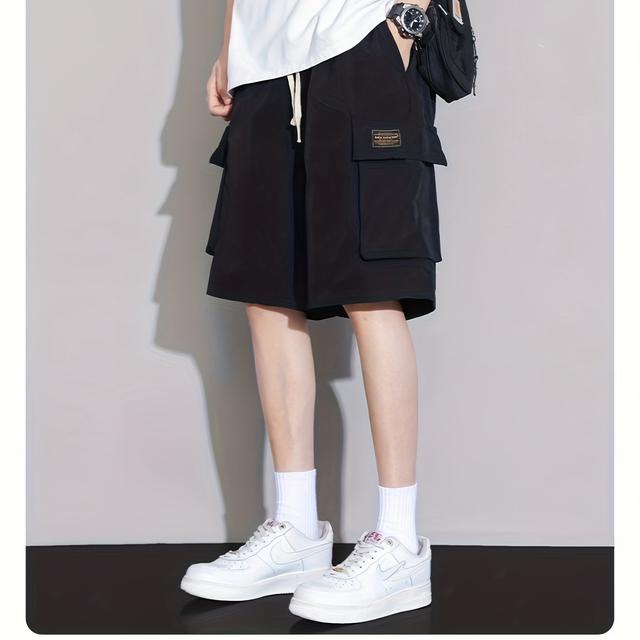 TEMU 工装半ズボン男性夏の薄手ファッション5分ビーチパンツゆったり通気性百合ストレートカジュアル半ズボン夏の外着