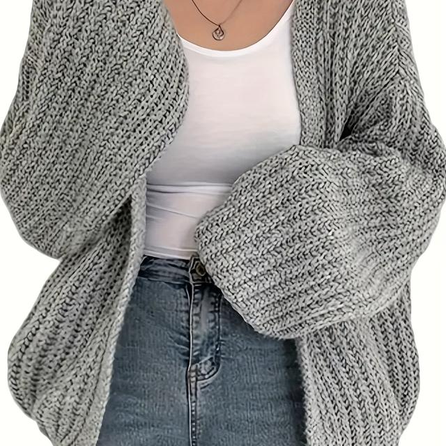 TEMU Plus Size - Plus-size vest voor dames in een losse pasvorm, met lange mouwen en een kleur, geïnspireerd door Europese en Amerikaanse stijlen