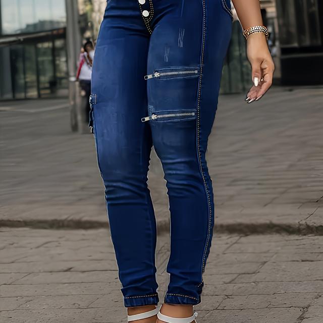 TEMU Craft Jeans With A Button, Zipper, And Pocket