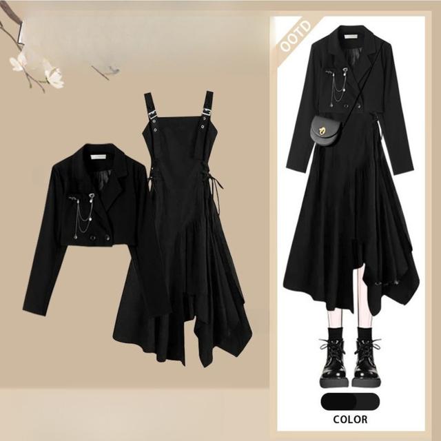 TEMU 【最新プラスサイズ】女性向けのアデニムジャケットと、体型を際立たせるドレスのセットアップ