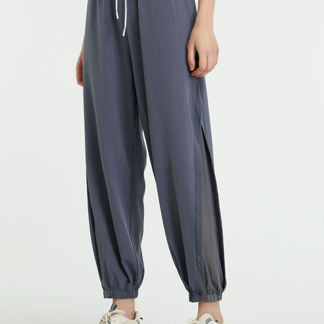 TEMU Women's Loose High-waist Quick- Pants, Mesh Breathable Quick- Yoga Leggings, Running Sports Ankle-length Fitness Pants With Drawstring And Side Pockets, Casual Jogger Sports Trousers