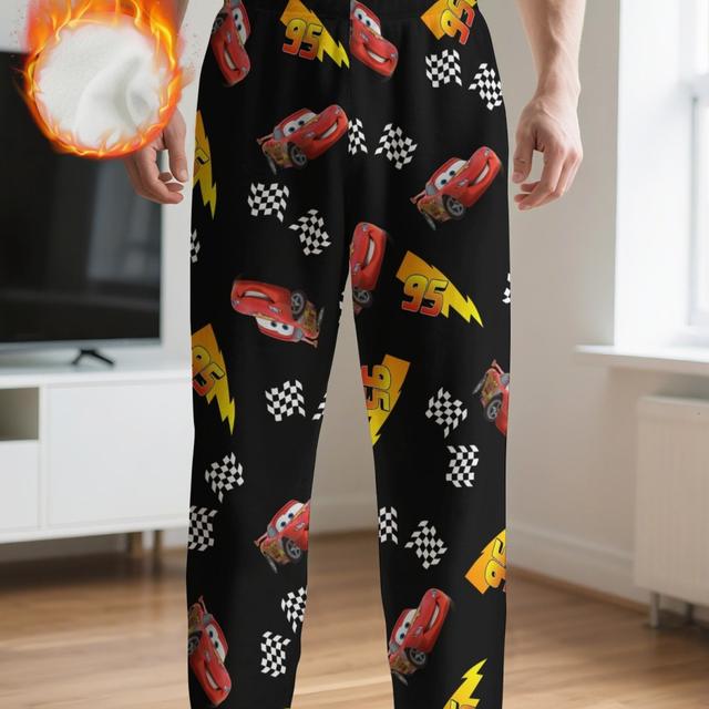 TEMU Disney Cars Film Herren-Pyjama-Hose mit Lightning & Druck – Rennstrecken-Schlafhose, Weiche Winter-Schlafbekleidung, Maschinenwaschbares Geschenk für Fans (Offiziell Lizenziert)
