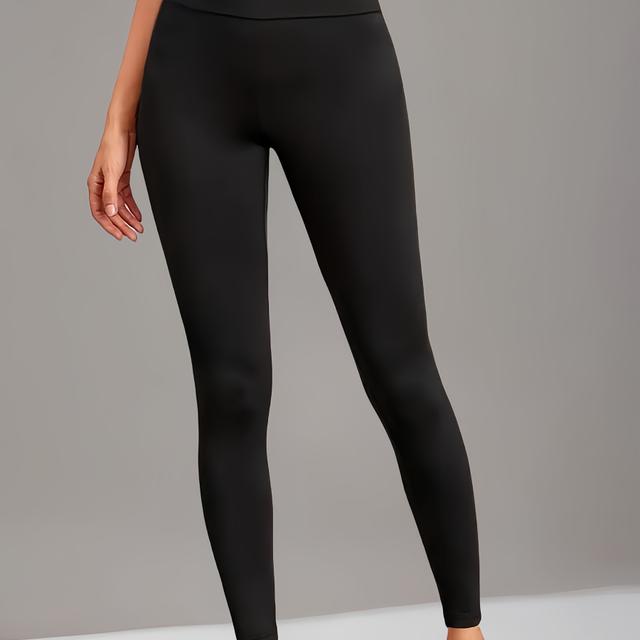 TEMU Women's High-waisted, Stretchy, Skinny Yoga Pants - Black, Elastic Waistband, Supportive Belly Design, Fitness, Yoga, And Casual Wear, Casual Wear Pants | High Waist Yoga Pants | Stretchy Fabric