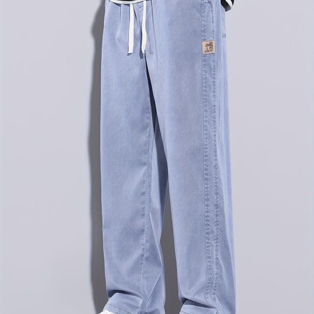 TEMU 【2025年新作】カジュアル フェイクデニム メンズ ゆったり ストレート パンツ ファッション トレンド 万能パンツ