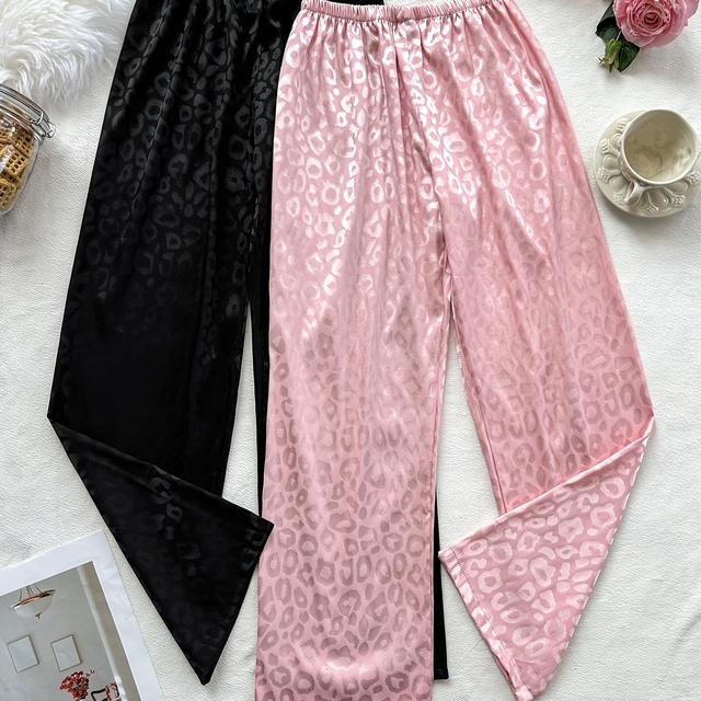 TEMU 2pcs Teen Fashionable Leopard Print Sleep Pants - Comfortable, Breathable Polyester, Regular Fit, Wear, Home & Bedroom, Youth Clothing | Pants | Polyester Fabric
