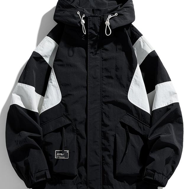 TEMU Manteau Trench Homme Printemps/Automne, Style Workwear Américain Tendance, Veste à Capuche Décontractée 2318