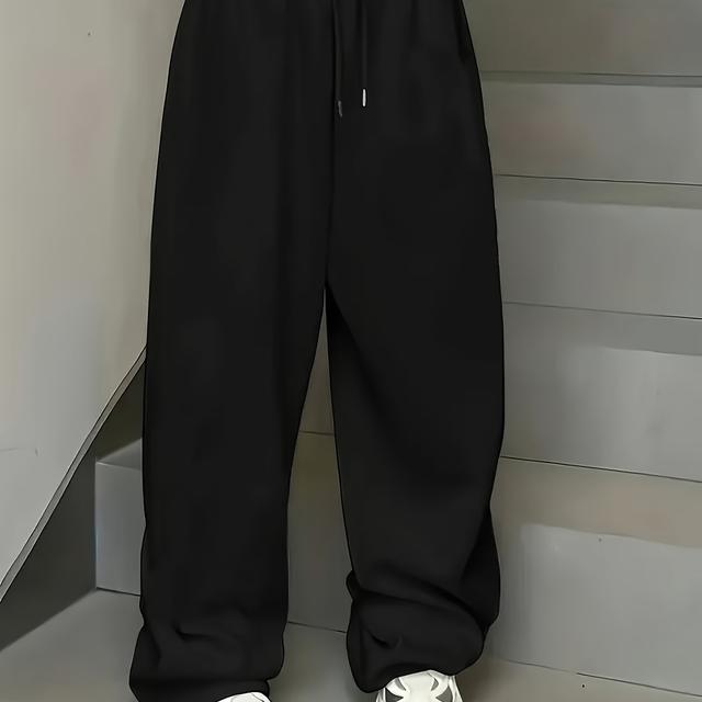 TEMU 1 Stück Damen Jogginghose in Übergröße mit , Lockere Gerade Bein Sweatpants mit Kordelzug, Vielseitige Einfarbige