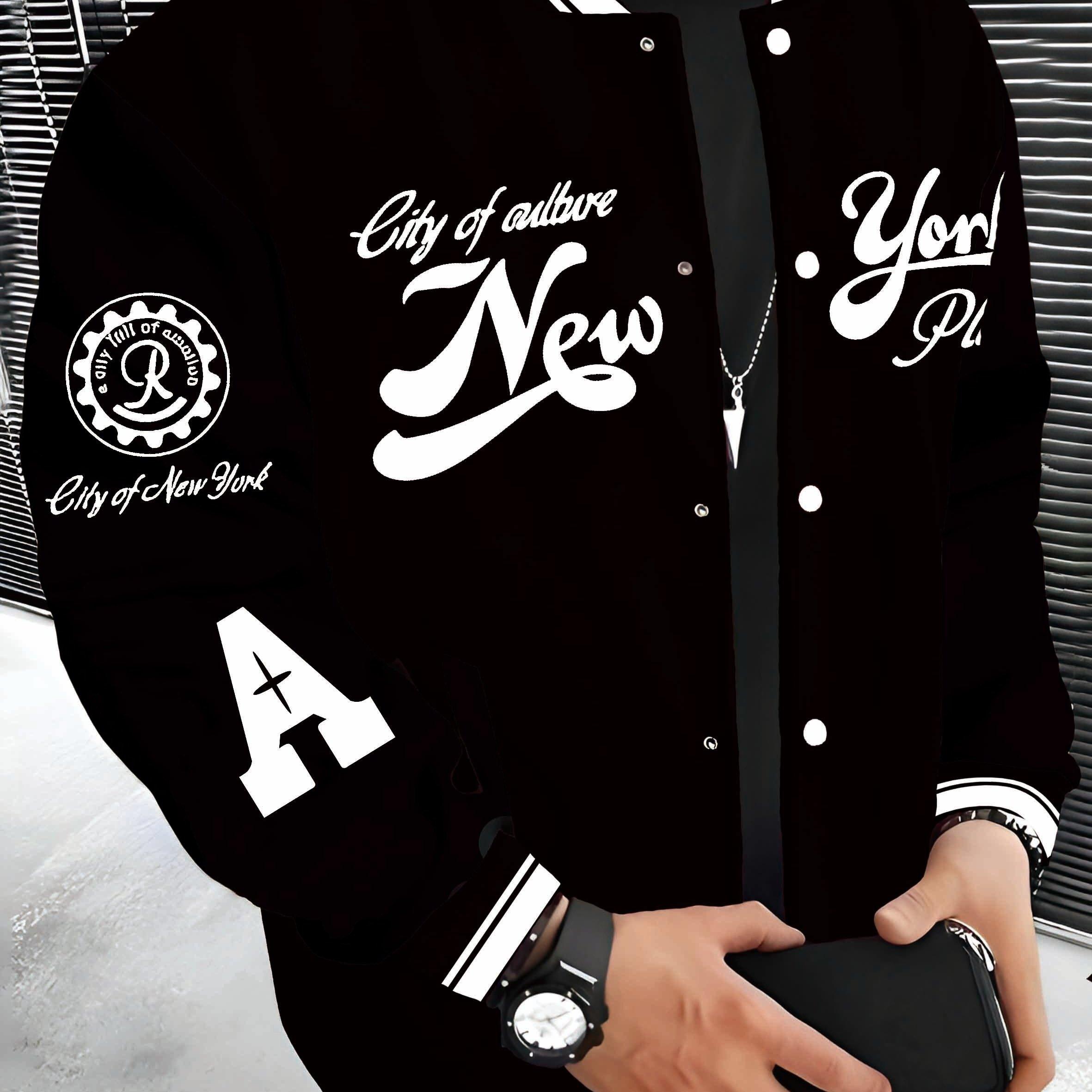 TEMU Brand I Name New English Name Series Baseball Jersey Men's Jersey Lightweight Warm Men's Jacket Thickened Men's Jacket Lovely Top Hip-hop Rock Clothing