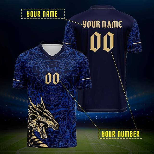 TEMU Customized Name And Number, V-neck Sportswear , Personalized Gathering Summer Party Outdoor Leisure