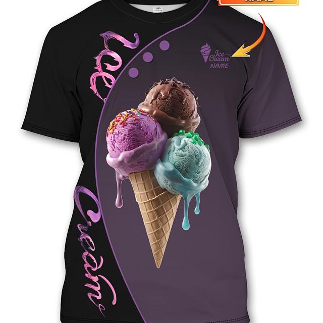 TEMU Personalización Personalizada - Tops para Mujer - Ropa de Trabajo para Mujer. la Dulzura y la del Verano con una Combinación Negros y Impactantes, Asociada a Vibrantes Estampados de Helados