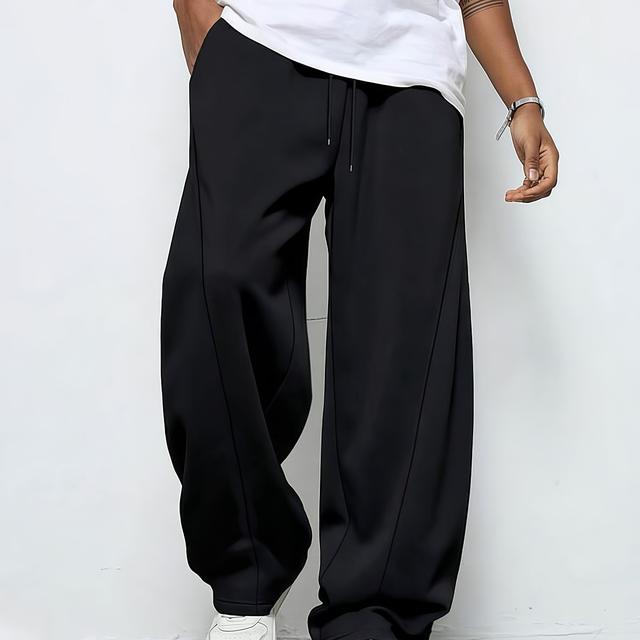 TEMU Men' Color Drawstring Wide-leg Loose Casual Sports Pants, Spring And Autumn Styles, Leisure, Vacation, Outdoor Activities, And Commuting, Universal And Versatile Pants For Men And Women.