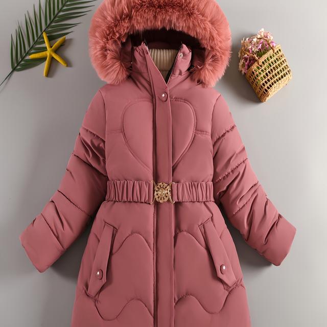 TEMU Veste à Ceinture Épaisse avec Grand Cœur pour Filles, pour et la Rentrée Scolaire - 1 Pièce