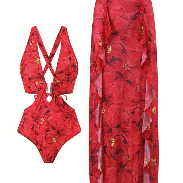 TEMU Fashionable One-piece Swimsuit Women's Circle Skirt Sexy Beachwear