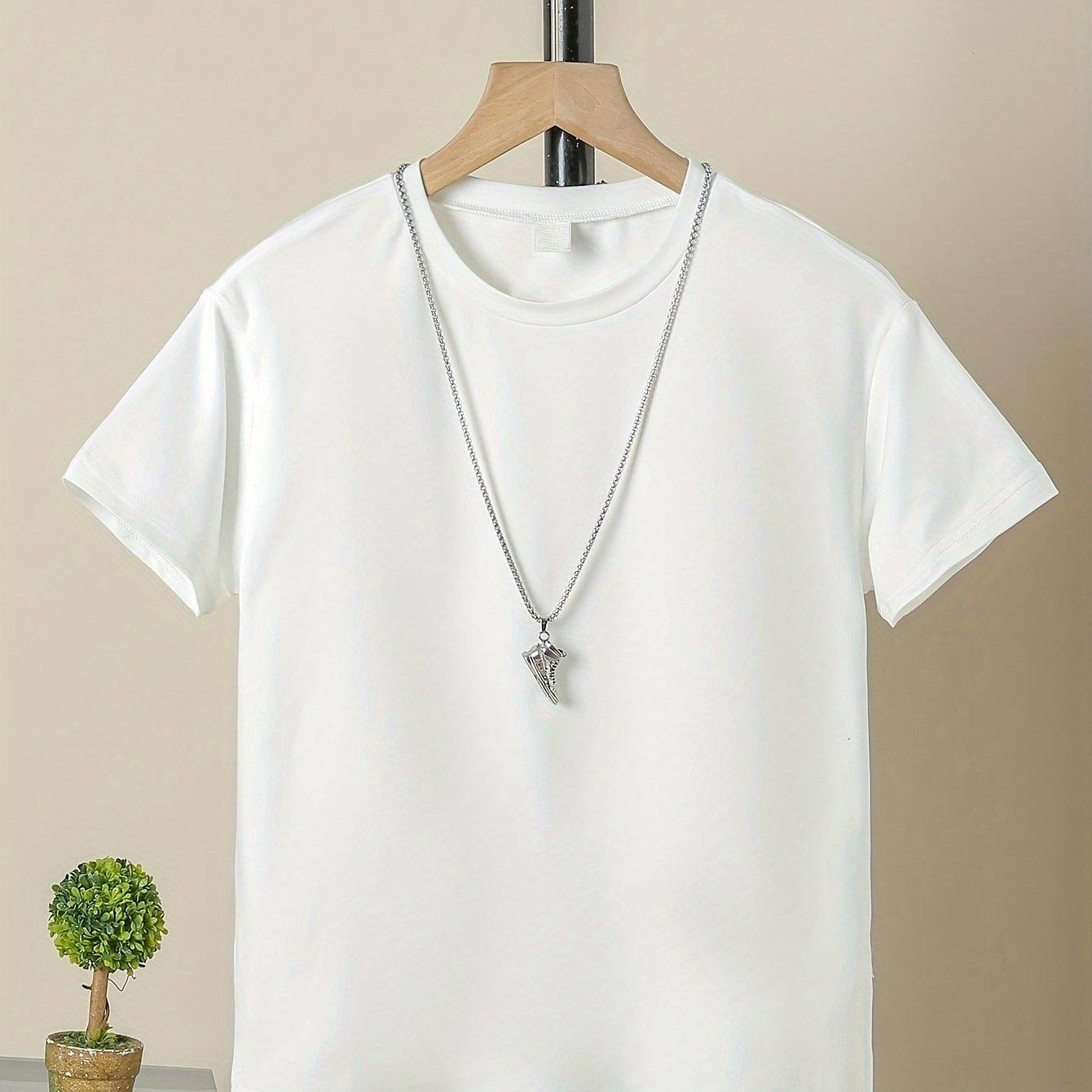 TEMU Boys Stylish Solid Color Summer Bottoming T-shirt, Casual Lightweight Comfy Short Sleeve Tee Tops, Boys Clothes For Summer