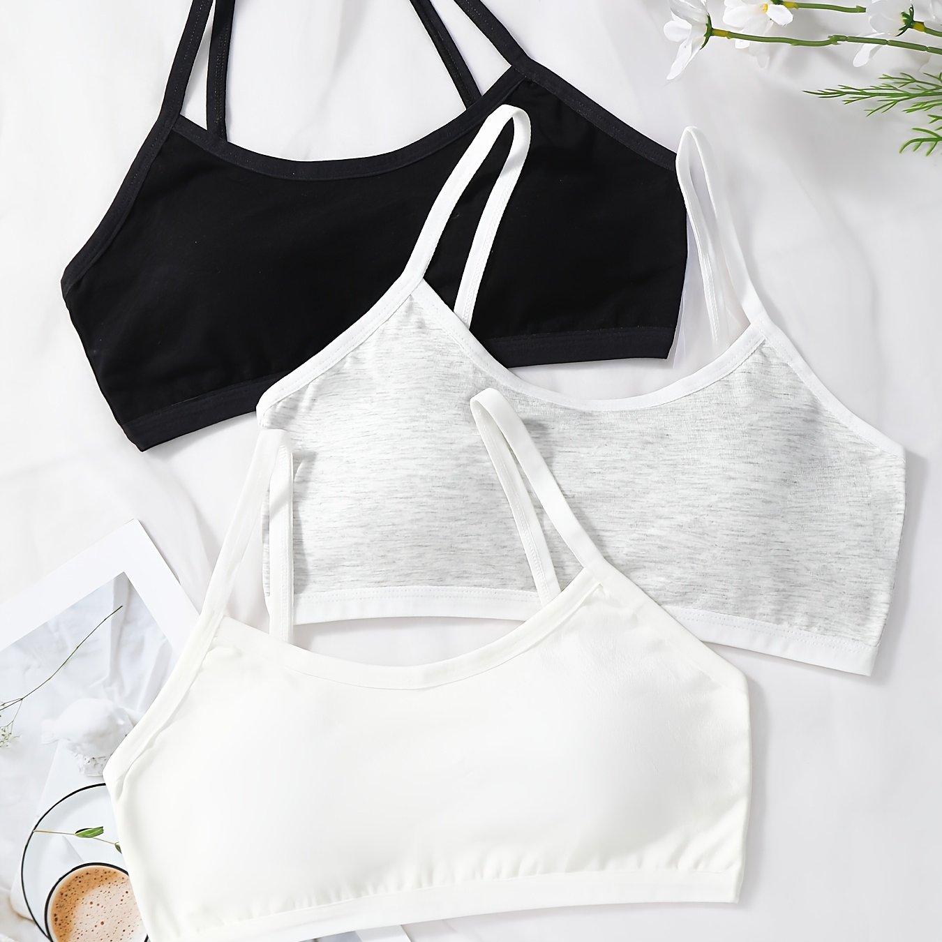 TEMU 3pcs Girls' Underwear Solid Color Simple Training Bra