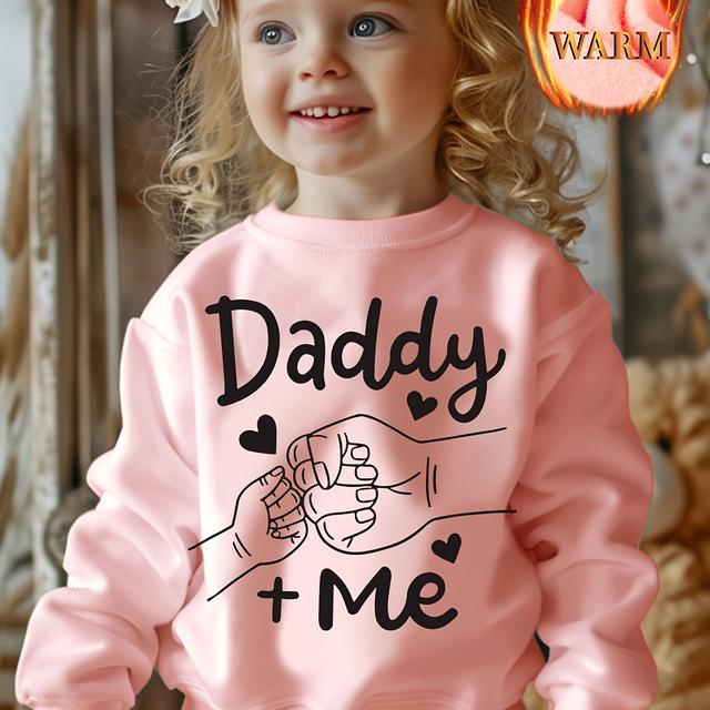 TEMU Casual Polyester Sweatshirt With Letter Print, Round Neck, Slightly Stretchy, With Applique Detail, For Girls' Autumn/winter