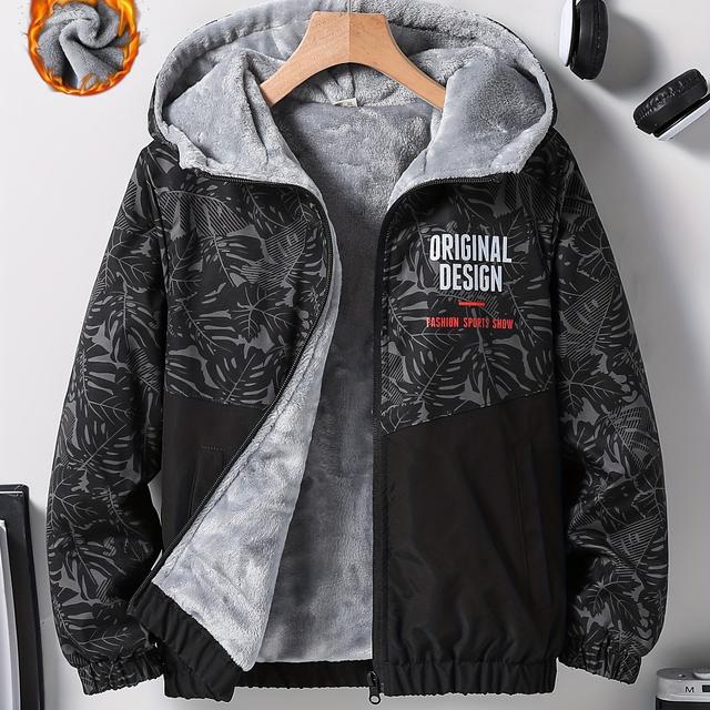 TEMU Jungen Oxford Dicke Verschlüsselte Stoffjacke 140-170cm Körpergröße Warme Flanell Herbst/Winter Windbreaker Reißverschlussjacke