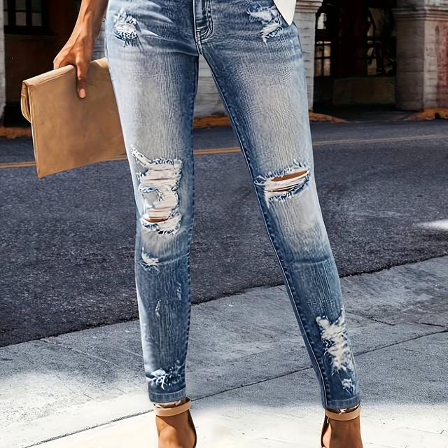 TEMU 2024 Damen Jeans mit Rissen - Trendige und bequeme Slim-Fit Hose für Damen