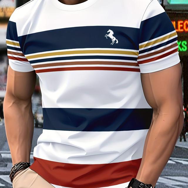 TEMU Men's Relaxed T-shirt - Lightweight Polyester For Outdoor Activities And Travel. Washed In A Machine. Appropriate For Any Season. Comfortable For . | Crew-neck T-shirt | And Fashionable Material