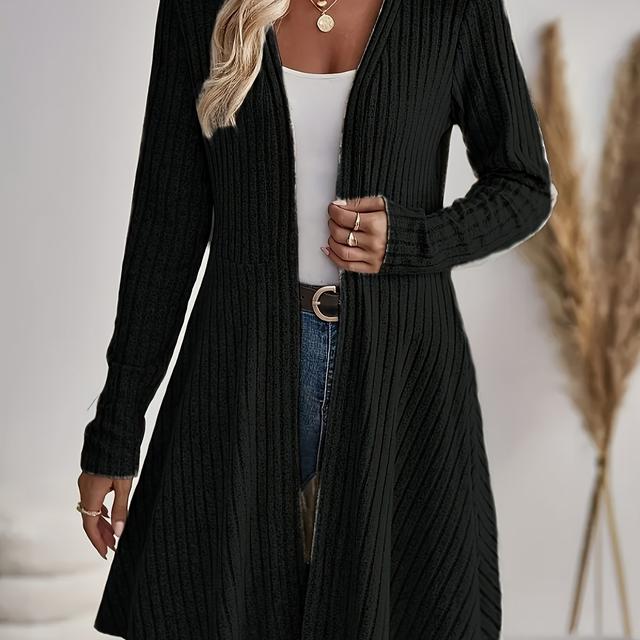 TEMU Women' Color Cardigan | Elegant Long Sleeve, Flared Hem, Stretch Fabric For Spring/fall