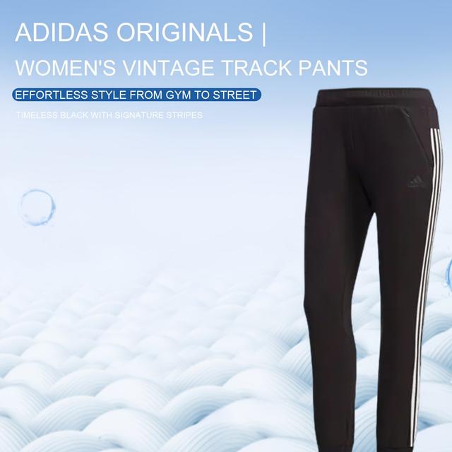 TEMU Women's Vintage Track Pants - Black With , Elastic Waistband, Drawstring, Medium Stretch, Casual Gym & Streetwear, Spring/fall Fitness Trousers, Gym Pants, Workout Leggings, Sleek Sporty Look,