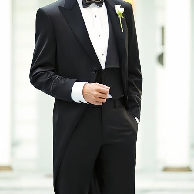 TEMU Men' Color Tailcoat, Regular Fit Dress Coat With Lapel And Pockets, Suitable For Spring/autumn (additions Not Included)