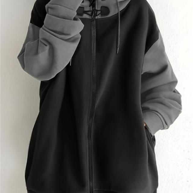 TEMU Plus Size, Plus Size Women's Coat, New Autumn Women's Loose Hooded Zip Long Sleeve Sweatshirt, Fit, Autumn And Winter