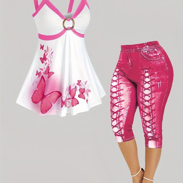 TEMU Trendy European And American Women's Clothing: Hot New Arrival Casual Print T-shirt And Pants Set