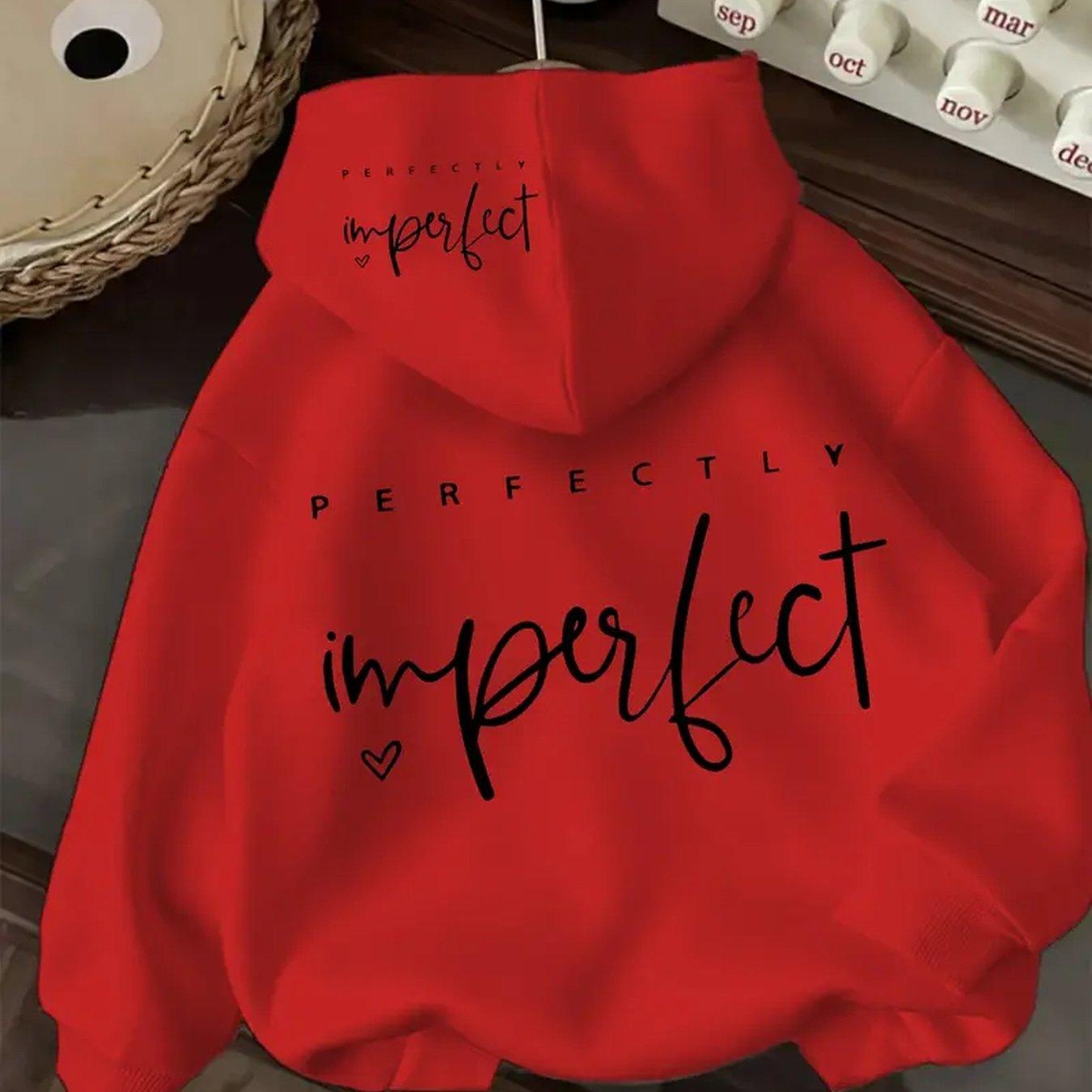 TEMU Sudadera con Capucha para Mujer, Estilo Otoño/Invierno, Estampado, Talla Estándar, Ajuste Holgado Casual y Moderno, Cómoda y Popular, Manga Larga - Lavable a Máquina