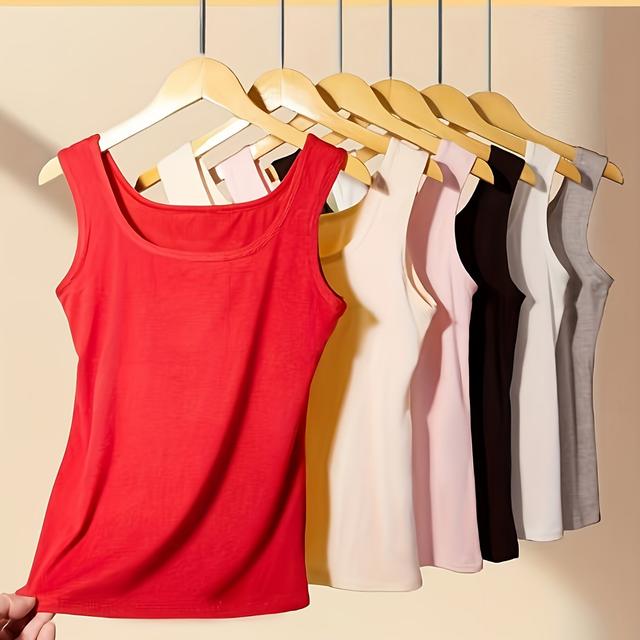 TEMU 6-teiliges Set: Neue vielseitige einfarbige Damen-Camisole, weiches bequemes atmungsaktives ärmelloses Top, Dessous Unterwäsche für Frauen