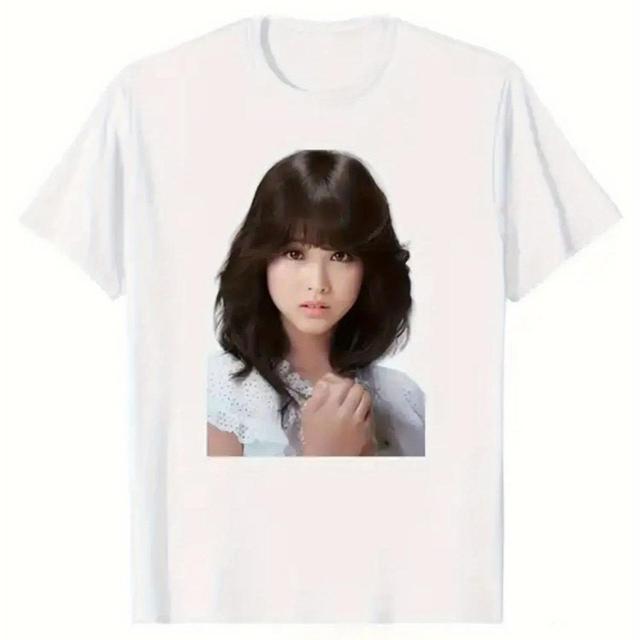 TEMU 女性用アニメグラフィックTシャツ - 光沢仕上げの日本人アイドルデザイン、アキナ、ナカモリ、ハサキ、カワイ、マナ・ヤマ＆アムロ - カジュアルウェアに最適なソフトカジュー、オール快適フィット - アニメ＆日本ポップファンのための鮮やかなアニメインプリント、伸縮性なし生地、スフィット、アウトドアやアニメ愛好家向け - アニメ愛好家への理想的なギフト、KPOPドアイス、男性用シャツ