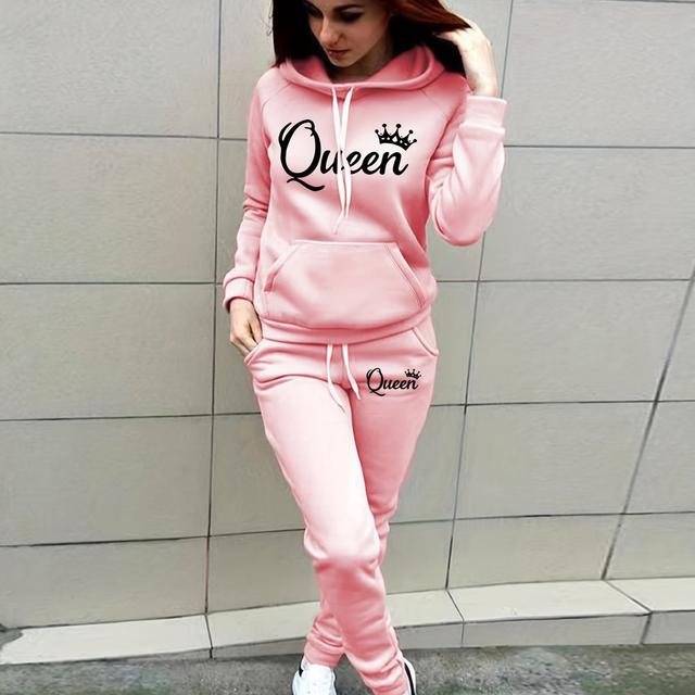TEMU Solid Color Two-piece Suit, Casual Long Sleeve Sweatshirt And Drawstring Jogging Pants Suit, Women's Wear