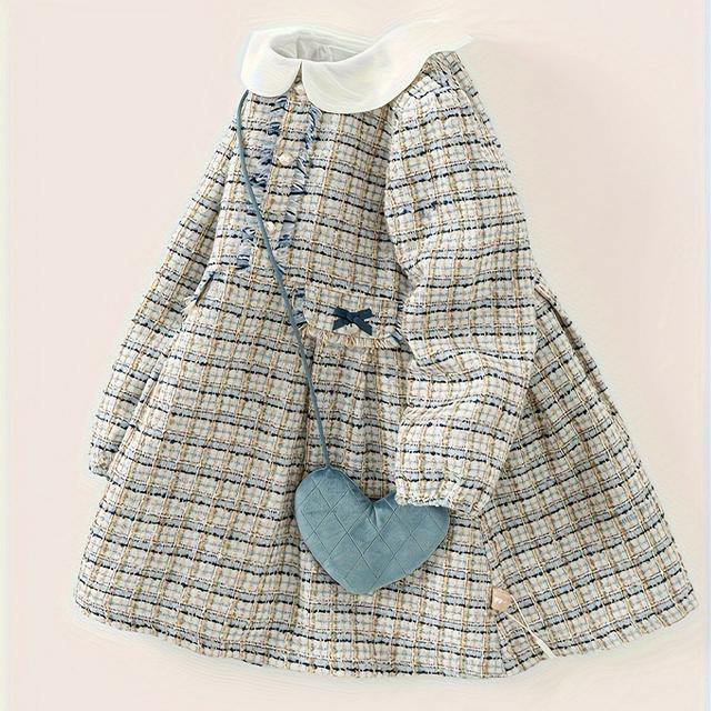 TEMU [إغلاق مع العلامة التجارية] فساتين بنات ديفيد بلا، مجموعة خريف جديدة 2024، فساتين أميرة صغيرة أنيقة للبنات من عمر 6 إلى 12 سنة.