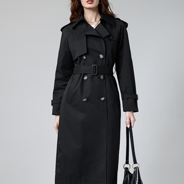TEMU Edler Casual Neuer Frühling und Herbst Damen Knopfleiste Modischer Klassischer Slim-Fit Trenchcoat, Mittellanger 2024 Herbst- und Winter-Stilvoller Winddichter Mantel