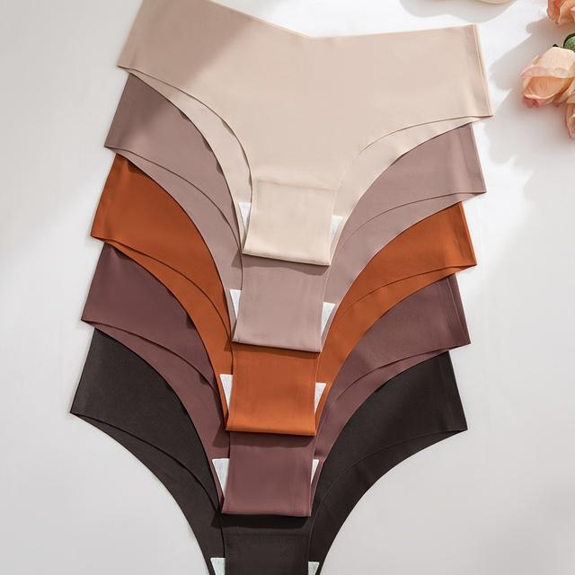 TEMU 5-pack Women's Multicolor Seamless Comfortable Light Beige Sexy Half-cover Hip Sports Panties