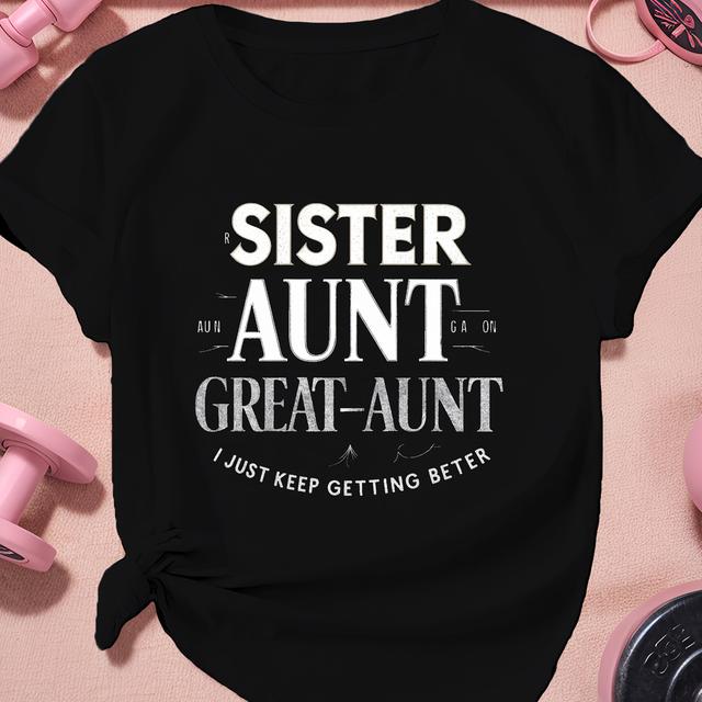 TEMU Sister Aunt Great Aunt Women's Plus Size Sports Short Sleeve T-shirt