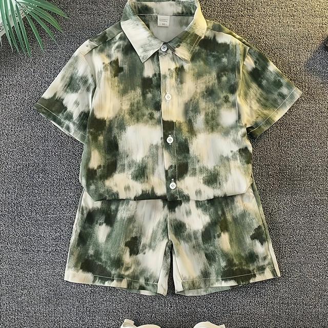 TEMU Full- Loose Shirt Shorts Set, For Outdoor