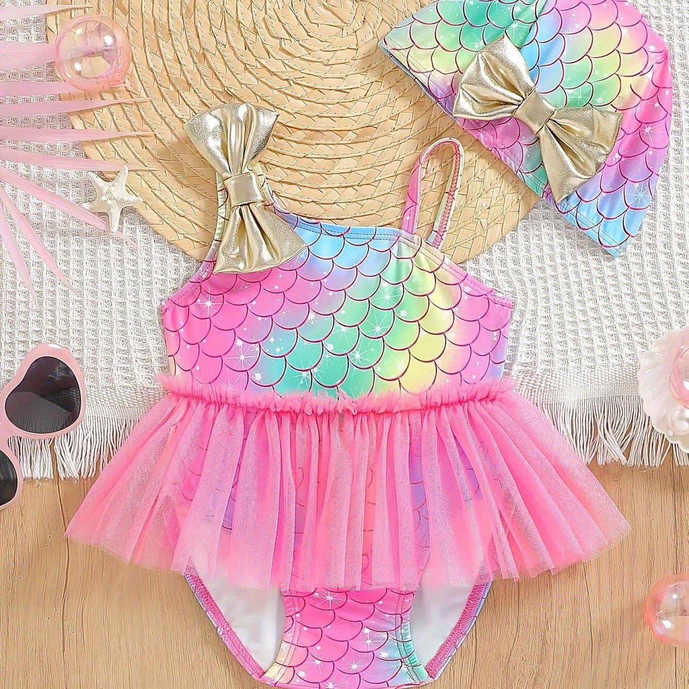 TEMU Bikini para Niñas con y de , 1 Pieza, Bikini con Falda Colorida y Diseño de Dibujos Animados