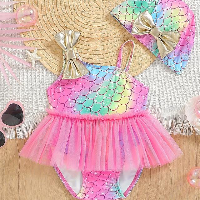 TEMU Bikini para Niñas con y de , 1 Pieza, Bikini con Falda Colorida y Diseño de Dibujos Animados