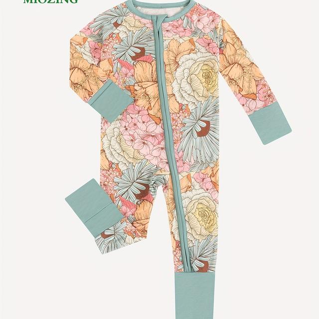 TEMU High-end Bamboo Fiber Bean Green Floral Jumpsuit, Outdoor