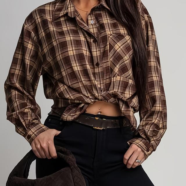 TEMU Yy1026174 -block Lapel Shirt With Chest Pocket