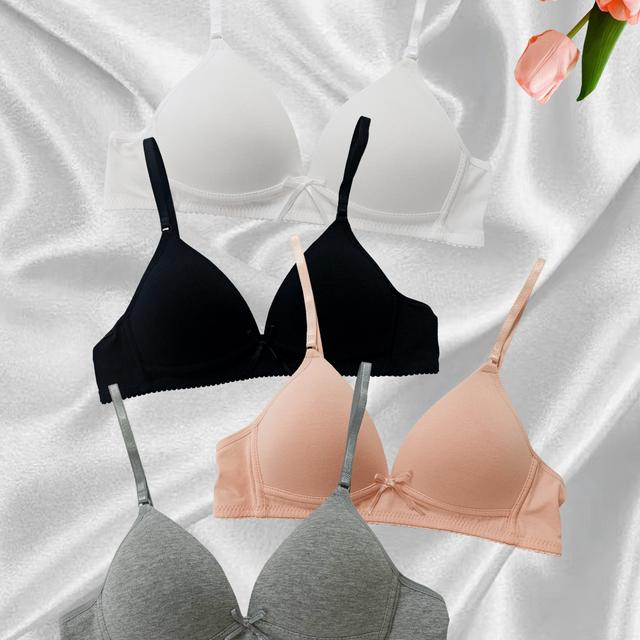 TEMU 4 Stück Einfarbige Atmungsaktive Bequeme Casual BHs