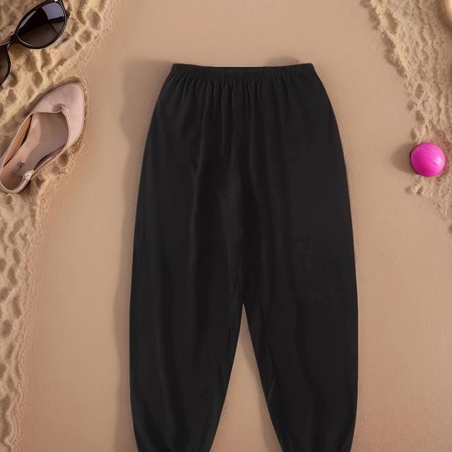 TEMU 신상 봄/여름 청소년용 모기 방지 바지, 통기성, 경량, 피부 친화적, 커프스 바지, 야외 활동용, 십대용