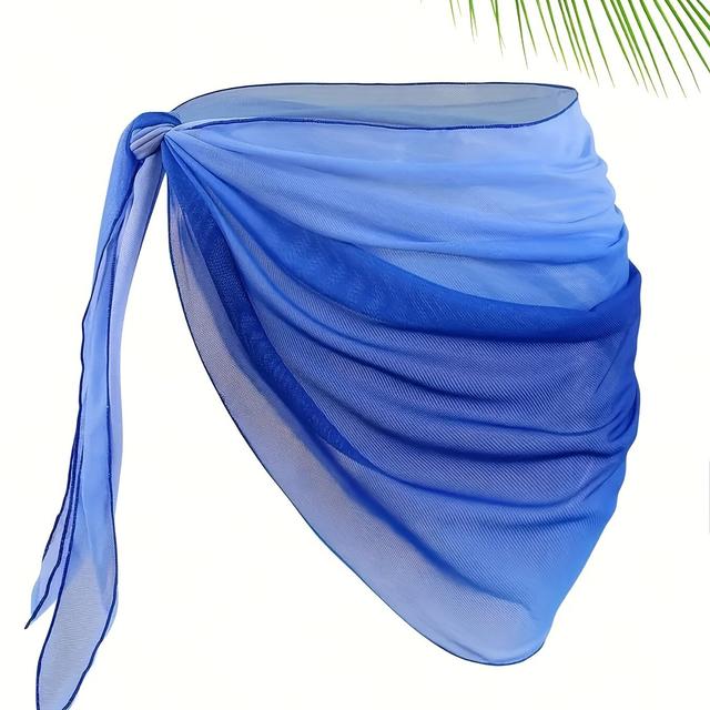 TEMU Falda Envolvente Estampada Azul Degradado para Mujer, Media Falda de Playa.