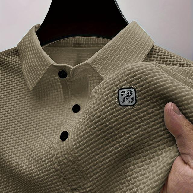 TEMU Polo en nylon à séchage rapide pour hommes - Respirant, anti-humidité, manches courtes avec poche à la poitrine, marron, tenue décontractée pour l'été, pour et le loisir, GRANDE TAILLE