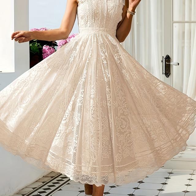 TEMU Elegancka Sukienka z Koronką dla Kobiet - Data