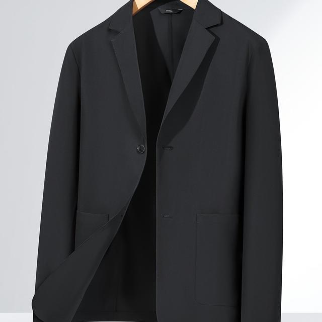 TEMU เสื้อแจ็คเก็ตสัมเมอร์สำหรับผู้ชาย - สีพื้น ไม่มีกระดุม แขนยาว 2 ข้าง พร้อมกระเป๋า สำหรับวันหยุดและงานสไตล์ครึ่งทางการ, เสื้อผ้าสัมเมอร์สำหรับผู้ชาย, สไตล์เรียบง่าย, เนื้อผ้าเรียบ