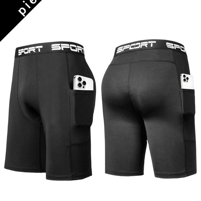 TEMU 1pc Men' Running Shorts, Outdoor Sports Base, Quick Drying Compression Pants With Pockets For Mobile Phones