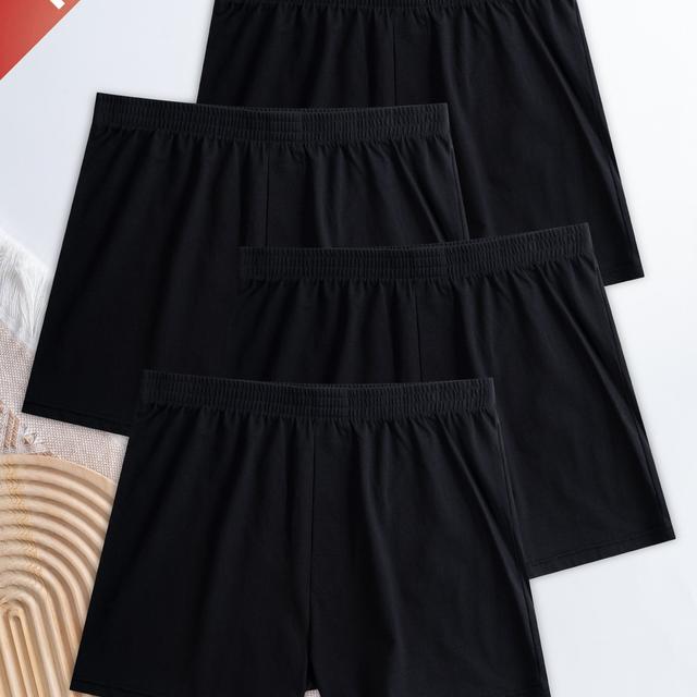 TEMU Conjunto de 4 bóxers holgados para hombre, cómodos y elásticos, calzoncillos de color liso, ropa interior para hombre